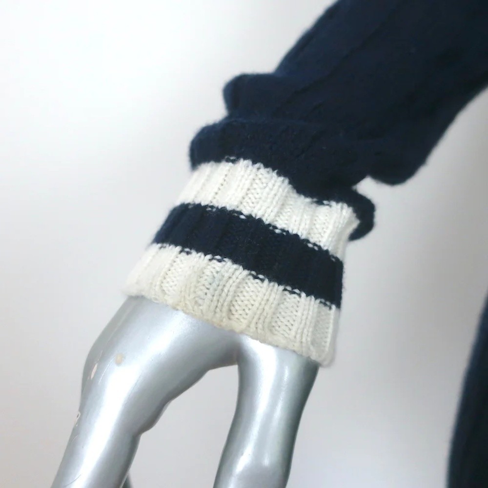 Saint Laurent Cashmere Cable Knit Cardigan Navy Size Small V-Neck Sweater - Picture 4 of 10